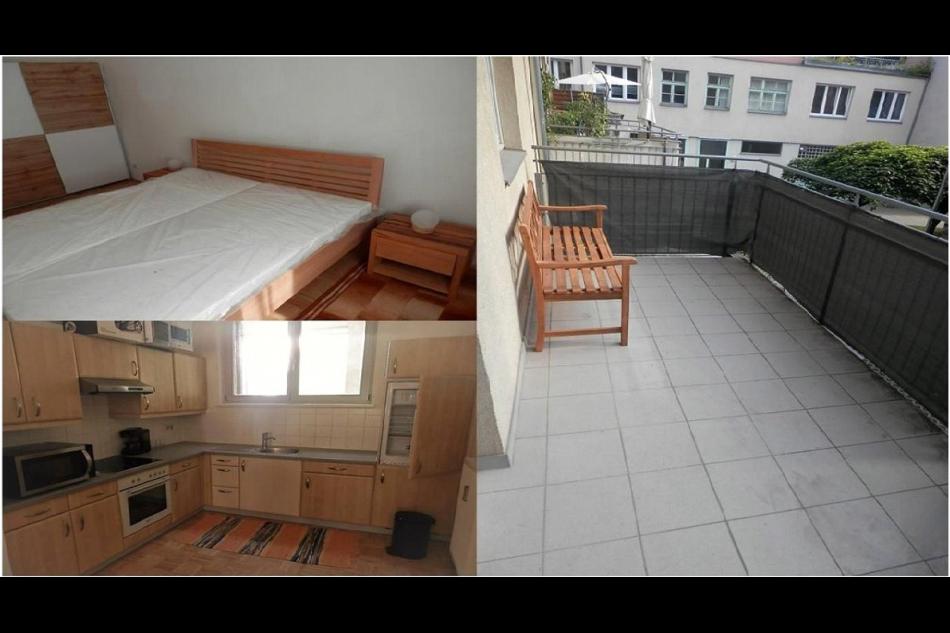 Schlafzimmer-Balkon-Küche